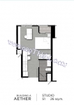 Jomtien Aeras Condominium unit plans - studio & 1-bedroom