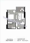 Jomtien Aeras Condominium unit plans - 1-bedroom