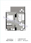 Jomtien Aeras Condominium unit plans - 1-bedroom