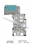 Jomtien Aeras Condominium unit plans - 3-bedroom, Duplex, Penthouse