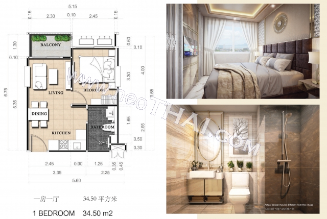 Pattaya Apartment 2,558,000 THB - Prix de vente; Dusit Grand Park 2